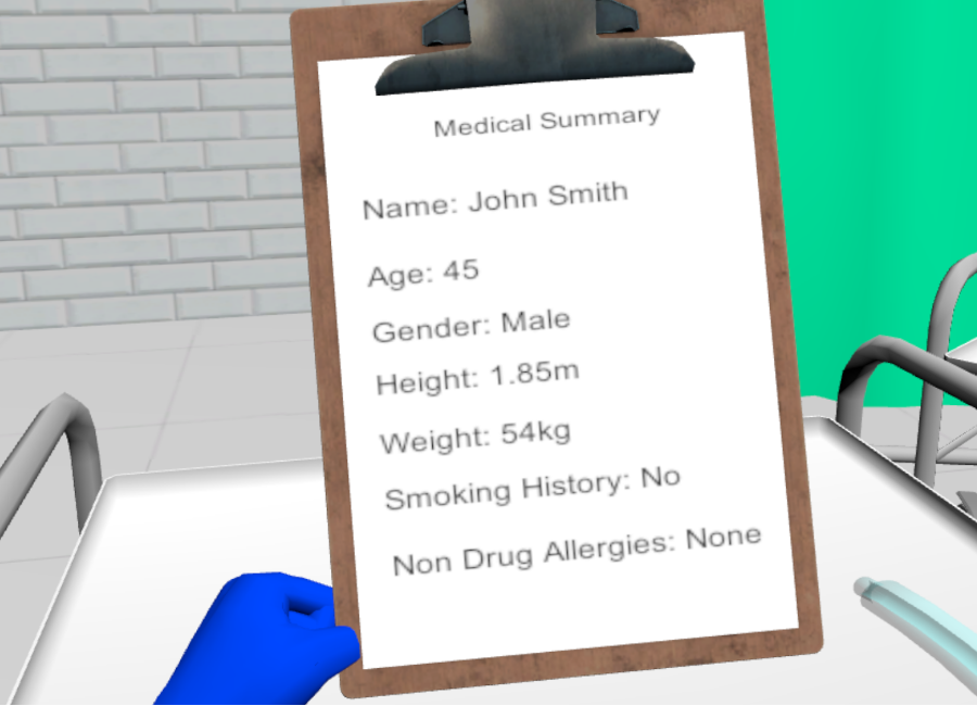VR Doctor clipboard